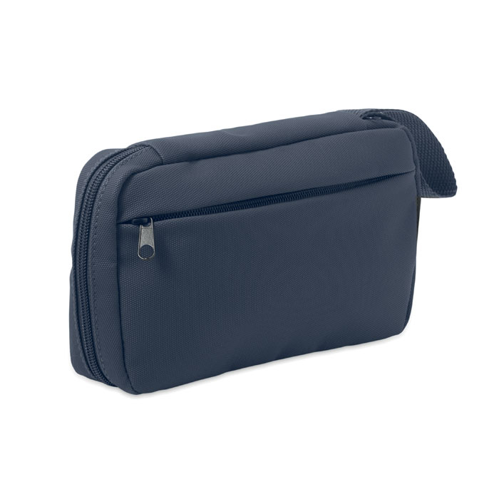 Trousse de toilette en RPET personnalisable Vanit Bleu marine